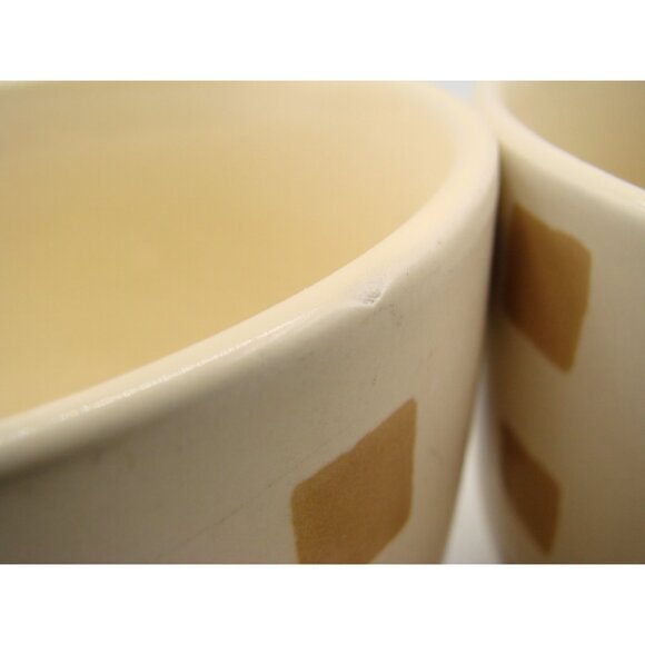 Set 2 California Pantry Classic Large Ceramic Coffee Tea Mug Bowls Tan Checkered - Picture 3 of 10